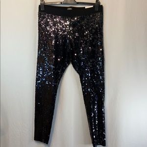 Express Black Glam Sequin Leggings